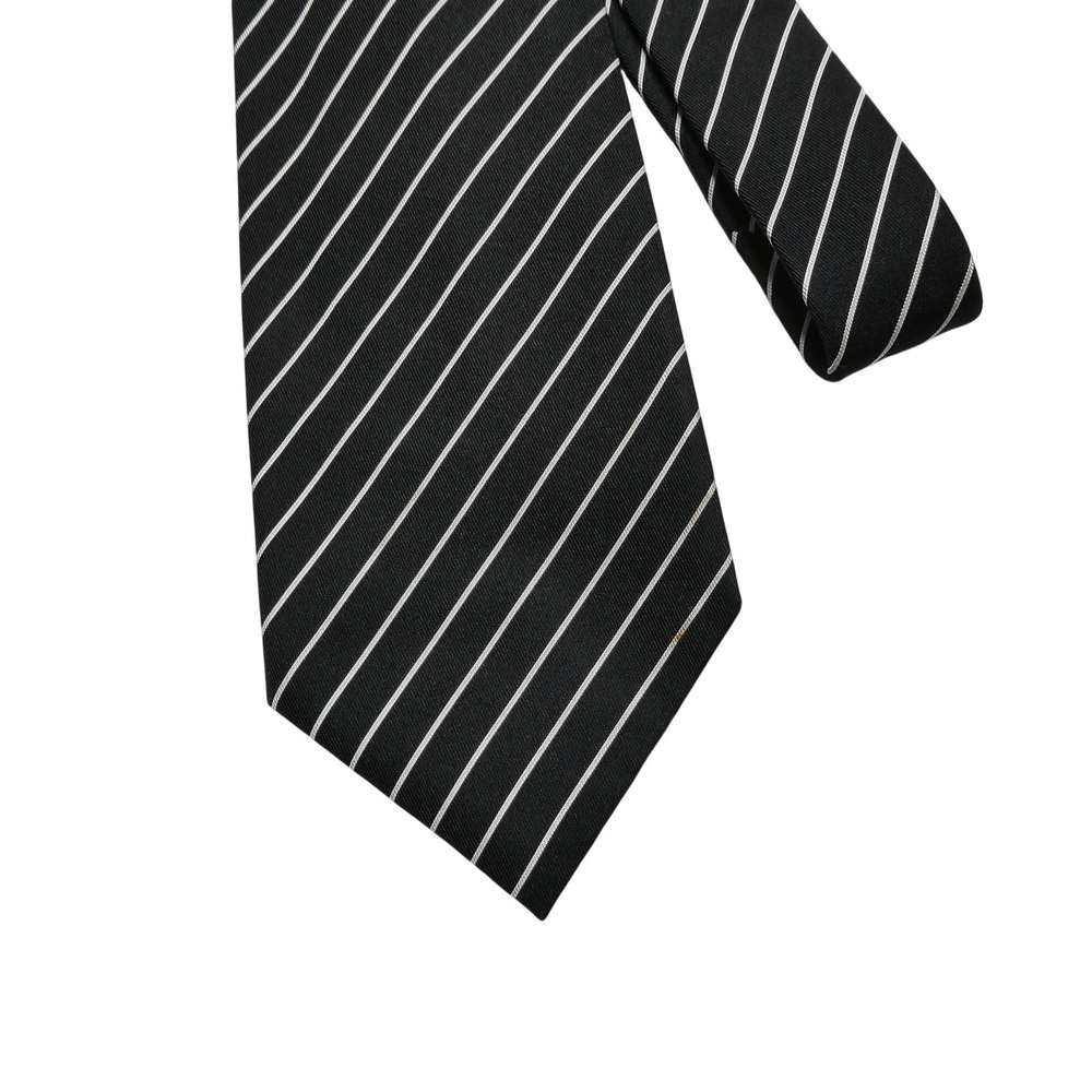 Gianluca Isaia Tie Mens One Size Black Striped Italian Silk 7 Fold Necktie
